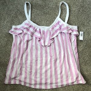 Old Navy Pink/ White Striped Tank Large NWT